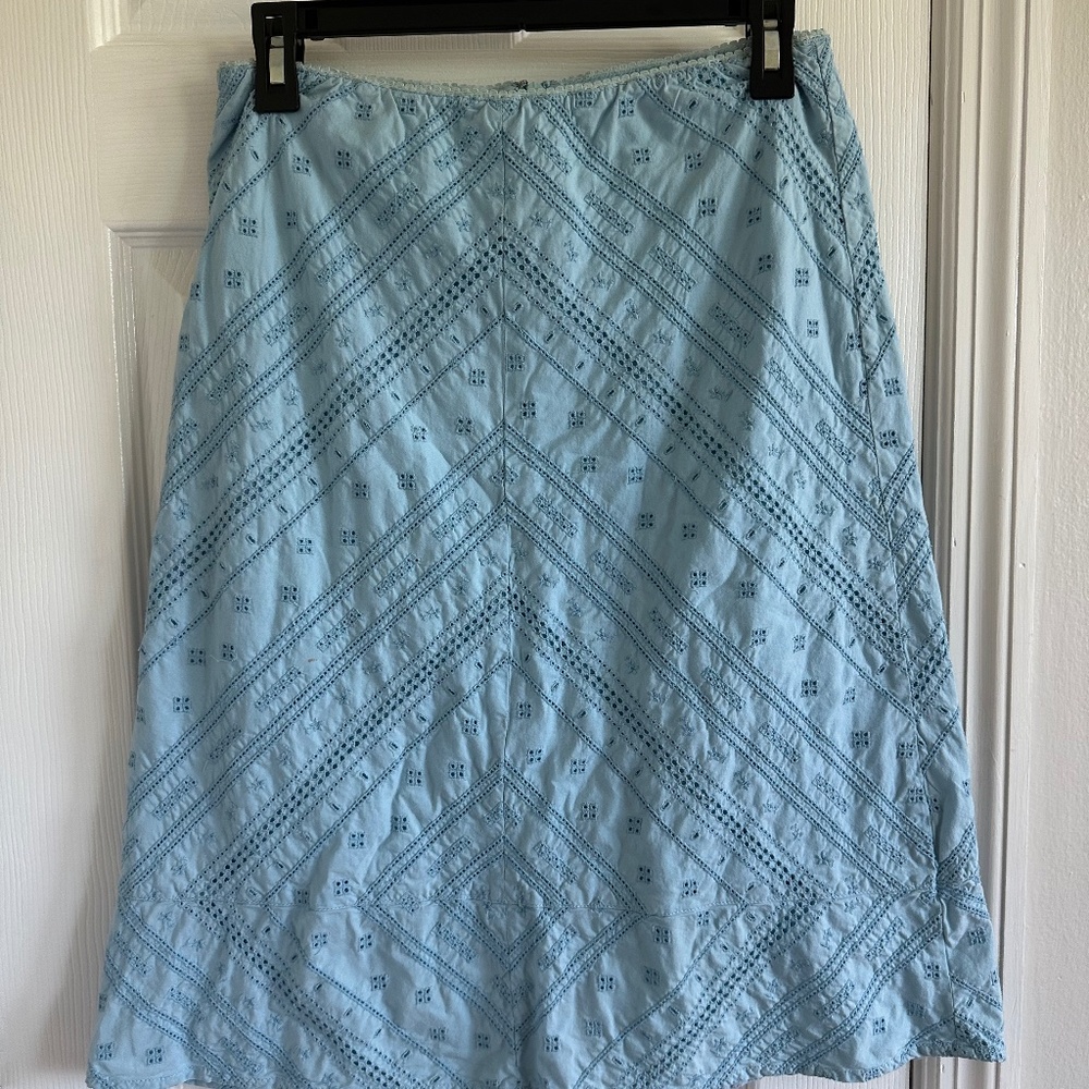 2000’s Abercrombie & Fitch Baby Blue A line cotton eyelet skirt